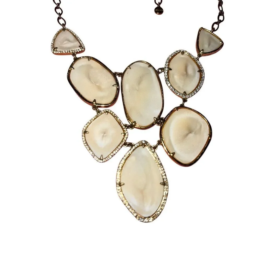 Stella & Dot Women's Clear Pave Detail Fiona Bib Necklace Gold & Ivory OS